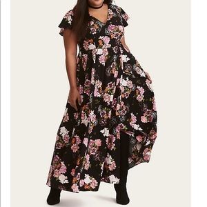 TORRID black floral maxi dress size 3